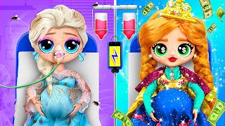 Rich Anna and Broke Elsa Became Mommies  32 Frozen DIYs [upl. by Jermain414]