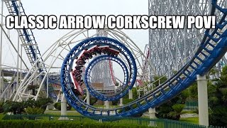 Corkscrew Roller Coaster POV Classic Arrow Dynamics Knotts Berry Farm Silverwood Nagashima Spaland [upl. by Ogden794]