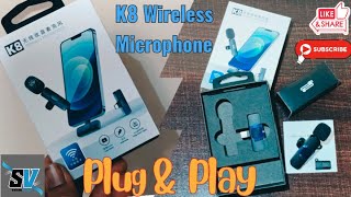 K8 Wireless Collar Mic  Plug N Play  Unboxing Features Review SwapsVLOGS [upl. by Aij]