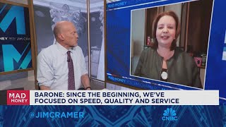 Dutch Bros CEO Christine Barone goes oneonone with Jim Cramer [upl. by Lrae]