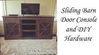 DIY Sliding Barn Door Console and DIY Barn door hardware [upl. by Iveksarap949]