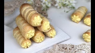 Cannoli di pasta sfoglia con crema pasticcera alla panna [upl. by Merilee726]