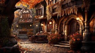 🍂 COZY MEDIEVAL TAVERN AMBIENCE Autumn Village Retreat 🍻 [upl. by Ayotyal549]