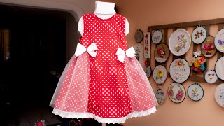 VESTIDO INFANTIL PRECIOSO Fácil de hacerpaso a pasoTabla de medidas patrones cortar y coser [upl. by Ahsilam]