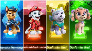 Super Mighty Paw Patrol  Chase 🔴 Rubble 🔴 Rocky 🔴 Skye  Tiles Hop EDM Rush Gameplay [upl. by Abroms]