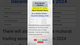 📅 quotStock Market Holidays 2024 OctoberDecember Trading Breaks 🚫📈quot  stockmarketnews [upl. by Reyam78]