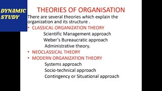 Theories of organisation  Theories of OB  classical neo classical and modern theories [upl. by Remoh755]