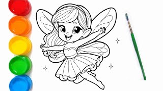 Cute Fairy Princess Drawing for kids Painting amp Coloring for kids amp Toddlers Lets Draw Together [upl. by Jamil]