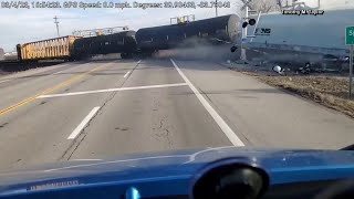 Dash cam footage captures Springfield Ohio train derailment [upl. by Minerva13]