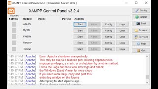 Error Apache shutdown unexpectedly [upl. by Teevens171]