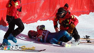 Four BRUTAL crashes on treacherous day at Val d’Isere downhill  NBC Sports [upl. by Oberon]