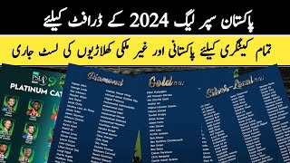 Full list of Pakistani and foreign Players for PSL 9 draft 2024  PSL draft live streaming time [upl. by Nataniel]