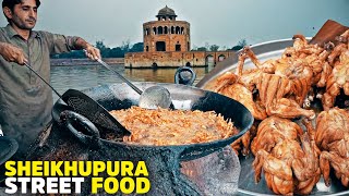 Street Food of Sheikhupura  Hiran Minar Story  Fish Fry Desi Murgh Charga  Pakistan Street Food [upl. by Panther803]