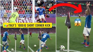 🇮🇹🧠 Italys 1000 IQ short corner kick routine vs Albania to equalize with Alessandro Bastonis goal [upl. by Krishnah]