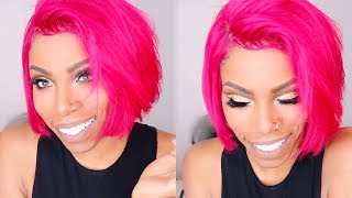 🦄 DYING MY HAIR NEON RASPBERRY PINK HOW TO DYE A LACE FRONTAL WITHOUT DYING THE LACE [upl. by Pompea]