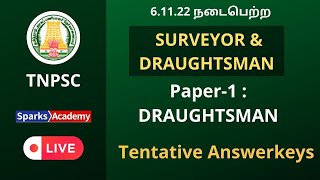 Field Surveyor amp Draughtsman Answerkeys  Paper 1  Draughtsman TNPSC  06112022  Sparks Academy [upl. by Lirret]