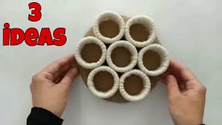 KARTON RULO VE MAKROME İP İLE 3 SÜPER FİKİR✔️MAKE 3 SUPER IDEAS WITH CARDBOARD ROLL AND MACROME ROPE [upl. by Alegnasor]