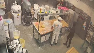 Video captures masked intruders ransacking LA bakery [upl. by Doehne]