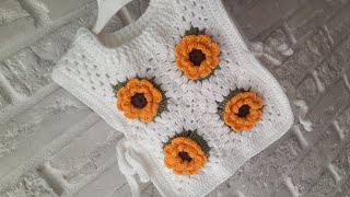 🌼ÇİÇEKLİ YELEK MODELİ🌻ZARAYELEK MODELİ CROCHET waistcoat knitting🌻EN KOLAY YELEK MODELİ [upl. by Medeah]