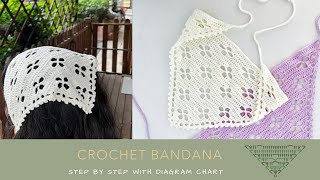 Crochet Bandana  Hair Scarf With Pattern [upl. by Kehoe]