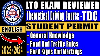 LTO TDC Exam Reviewer  Student Permit 2023 English  LTO EXAM REVIEWER 2023 ENGLISH [upl. by Tracay562]