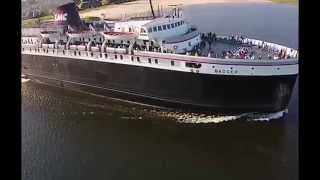 SS Badger Leaving Ludington Aerial View July 14 2014 [upl. by Hilly105]