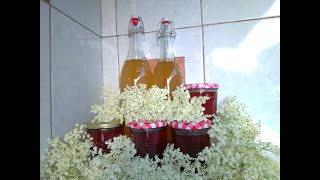 Délicieux Sirop et confiture fleur de Sureau delicious Elderflower syrup recipeทำน้ำเชื่อมดอกElder [upl. by Abbotsen]