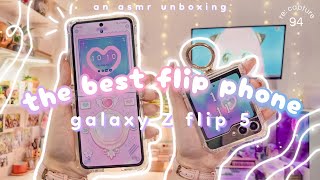 🤍 samsung galaxy z flip 5 cream 512gb  aesthetic asmr unboxing cover screen theme customization🪻 [upl. by Anisamot111]