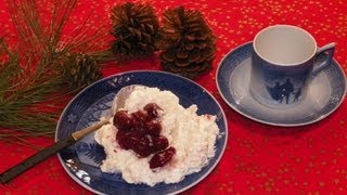 Danish Christmas Rice Pudding with Cherry Sauce Dessert Recipe Risalamande med kirsebærsauce [upl. by Surovy]