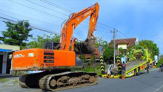 10 Wheeler Truck Transporting Hitachi Excavator Back To The Construction Depot [upl. by Hullda]