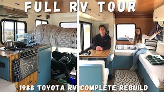 FULL TOUR OF OUR 1988 TOYOTA DOLPHIN OFFGRID CAMPER VAN  COMPLETE GUT AND REBUILD [upl. by Renfred517]