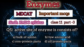 Enzymes class 11enzyme mcqs with answers Part  3 mdcat mcqs biologymcqs fypシ゚viral viralvideo [upl. by Htide]