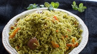 Pudina Pulav recipe  ಪುದೀನ ಪಲಾವ್ । No Onion No Garlic Pudina Rice easy pressure cooker recipe [upl. by Ahsenet843]