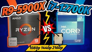 Intel i7 12700K vs Ryzen 9 5900X  1080p 1440p 2160p [upl. by Iene]