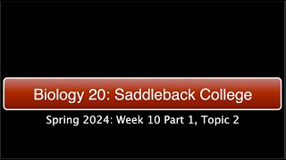 Saddleback Spring 2024 Biol 20  Week 10 Part 1 Topic 2 [upl. by Enilav303]