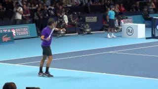 Roger Federer warming up HD before match with Murray ATP WORLD TOUR FINALS LONDON 2012 [upl. by Shermie]