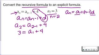 Convert Recursive to Explicit  Arithmetic Sequence [upl. by Calendre]