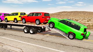 Flatbed Truck Mcqueen  Transportation with Truck  Pothole vs Car 191  BeamNGDrive [upl. by Ynittirb]