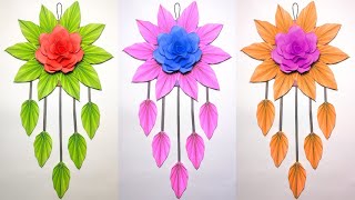 Wall hanging ideas  rose flowers making  paper cutting ideas  room decor ideas [upl. by Ekud]