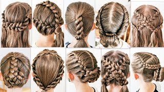 10 SIMPLE and BEAUTIFUL hairstyles for every day Easy braided hairstyles [upl. by Karlik791]