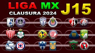 FECHAS HORARIOS Y CANALES PARA LA JORNADA 15 DE LA LIGA MX CLAUSURA 2024 [upl. by Giorgia]