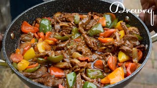 RECETTE DU BOEUF SAUTÉ AUX POIVRONS  POUR RIZ BLANC [upl. by Anjanette]