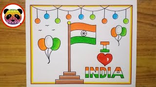 Republic Day Drawing Easy Steps  How to Draw Republic Day Poster Drawing  Republic Day Drawing [upl. by Dorn]