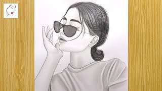 How to draw a girl with glasses easy  A Girl Drawing  Pencil Sketch Drawing  The Crazy Sketcher [upl. by Aihsema78]