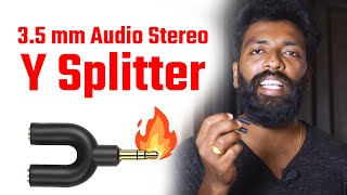 35 mm Audio Stereo Y Splitter  35mm 1 Male to 2 Port Female for Earphone Unboxing Malayalam [upl. by Alian]