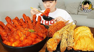 ASMR MUKBANG 직접 만든 대왕 가래떡 떡볶이 불닭볶음면 소세지 핫도그 먹방 amp 레시피 FIRE NOODLES AND Tteokbokki EATING SOUND [upl. by Tarton826]