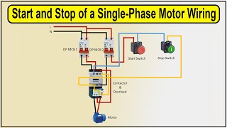 How to Make Start and stop of a singlephase motor Wiring Diagram  Singlephase motor Wiring [upl. by Scornik702]