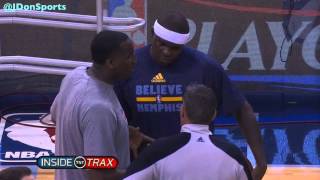 Kendrick Perkins And Zach Randolph Ask Referee To Let Them Be Physical Before Game 3 2014 [upl. by Idell]