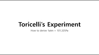 토리첼리 수은 실험  대기압 측정 Torricelli’s Experiment [upl. by Gearhart]