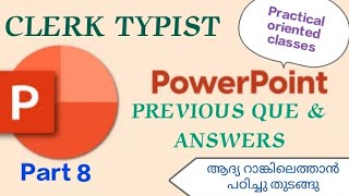 CLERK TYPIST  POWER POINT PREVIOUS QUE amp ANSWERS clerktypist typist powerpoint tutorials pyq [upl. by Danita]